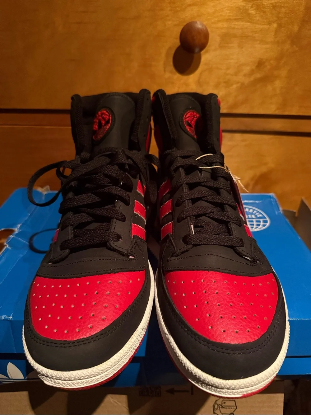 adidas Top Ten Hi Black & Red Basketball Shoes